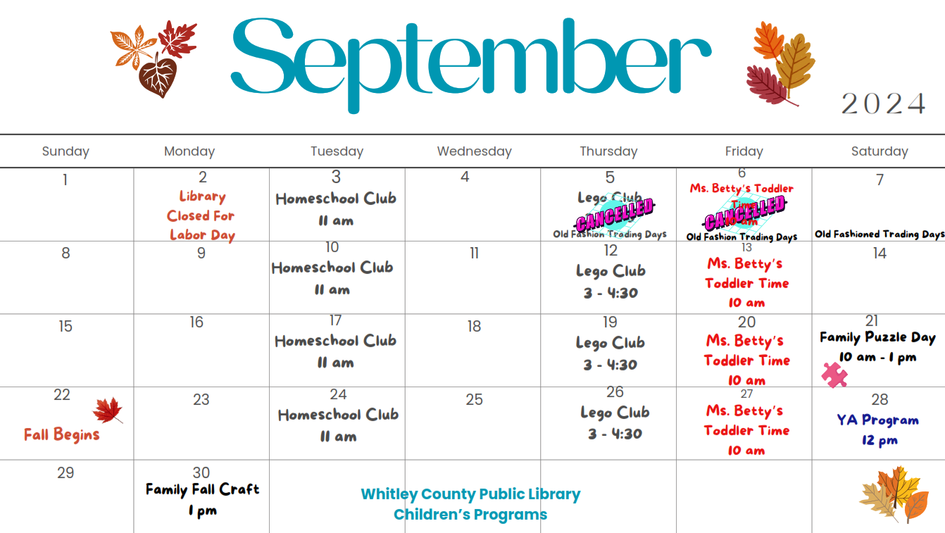 September Calendar of Events